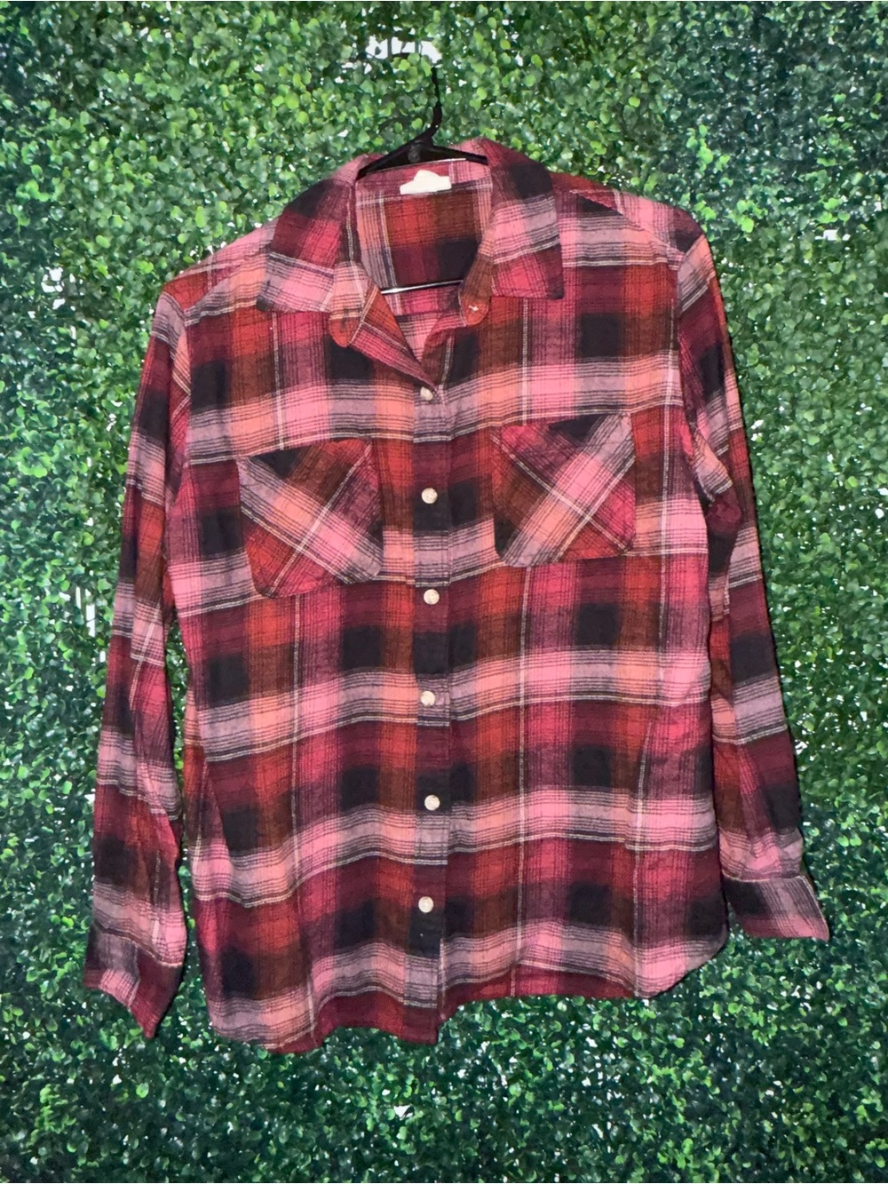 A.N.A. Women’s Red & Black Plaid/Flannel Button-Down Shirt - Size Medium